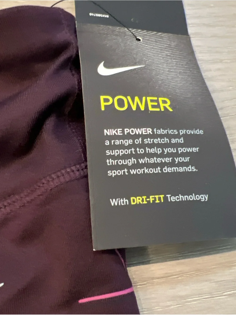 NIKE Power WOMENS Tight DRI-FIT RUNNING Full Length Leggings BLACK Purple NWT S